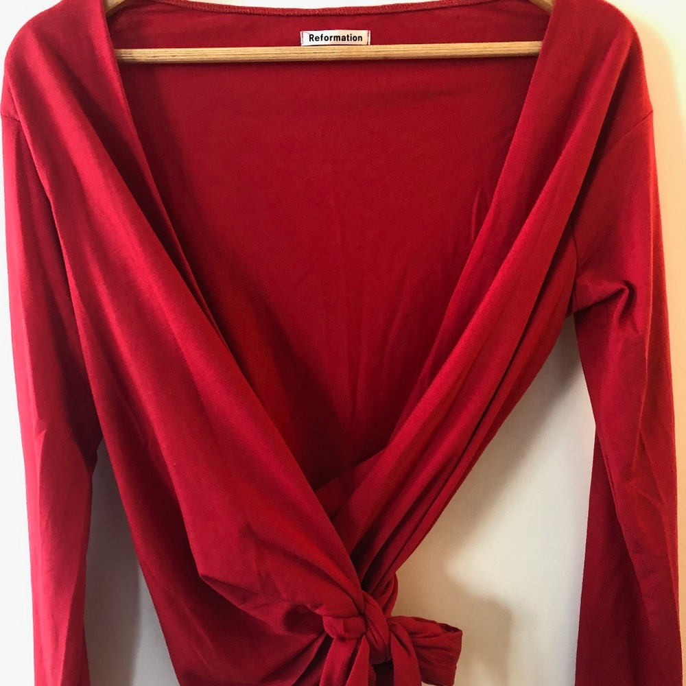 Reformation Wrap Top - Red